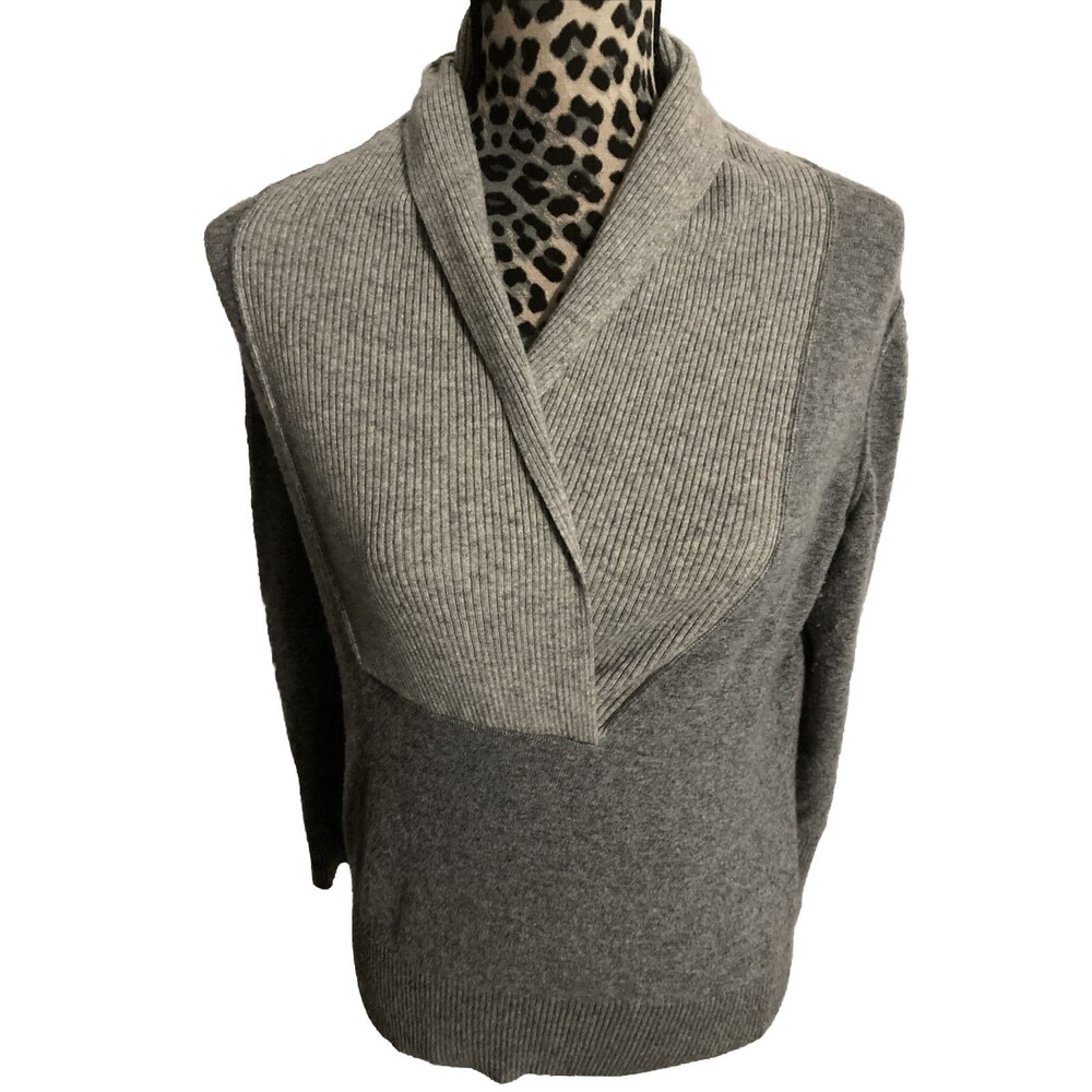 Banana Republic Women Sweater L Cashmere Blend Gray Classicore Preppy Pullover
